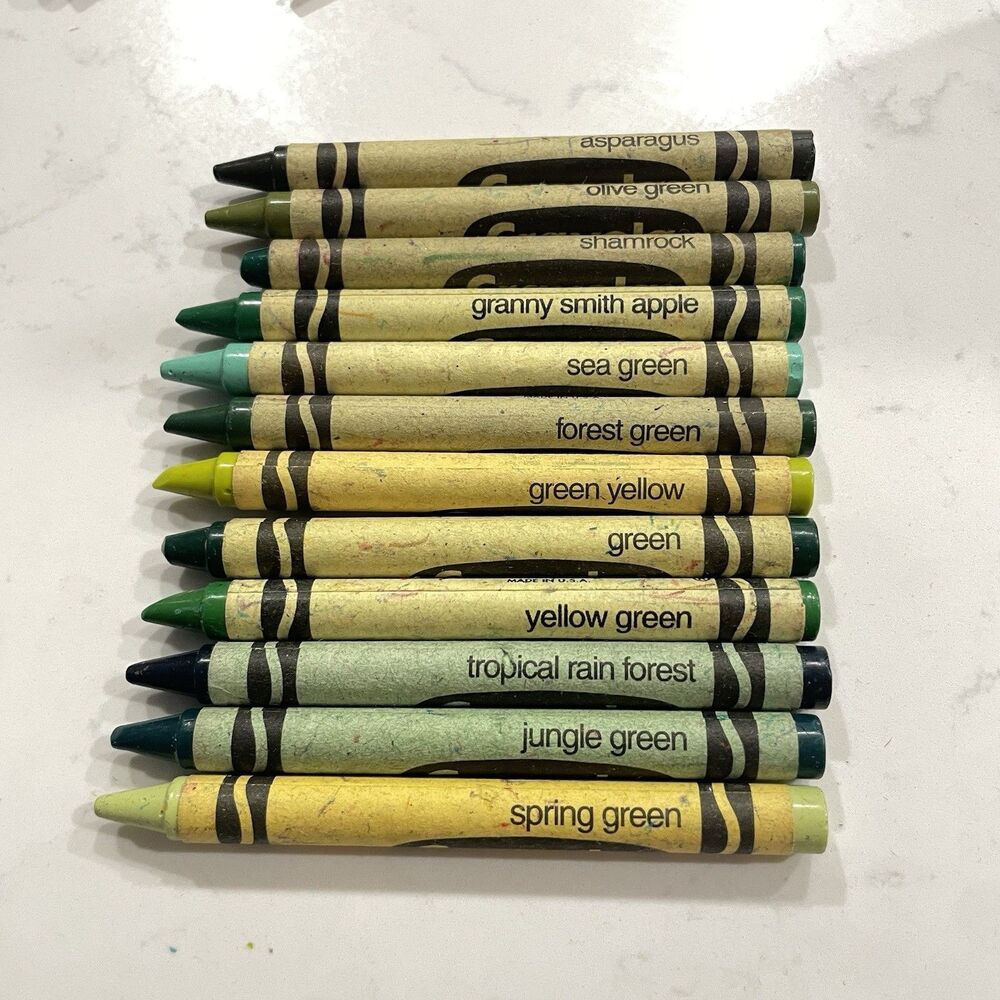 Vintage Crayola Crayons Greens 12 Binney And Smith